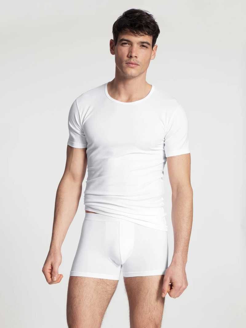 Weiss Calida Natural Benefit T-shirt, Two-pack Men Underwear | HKADX-2369