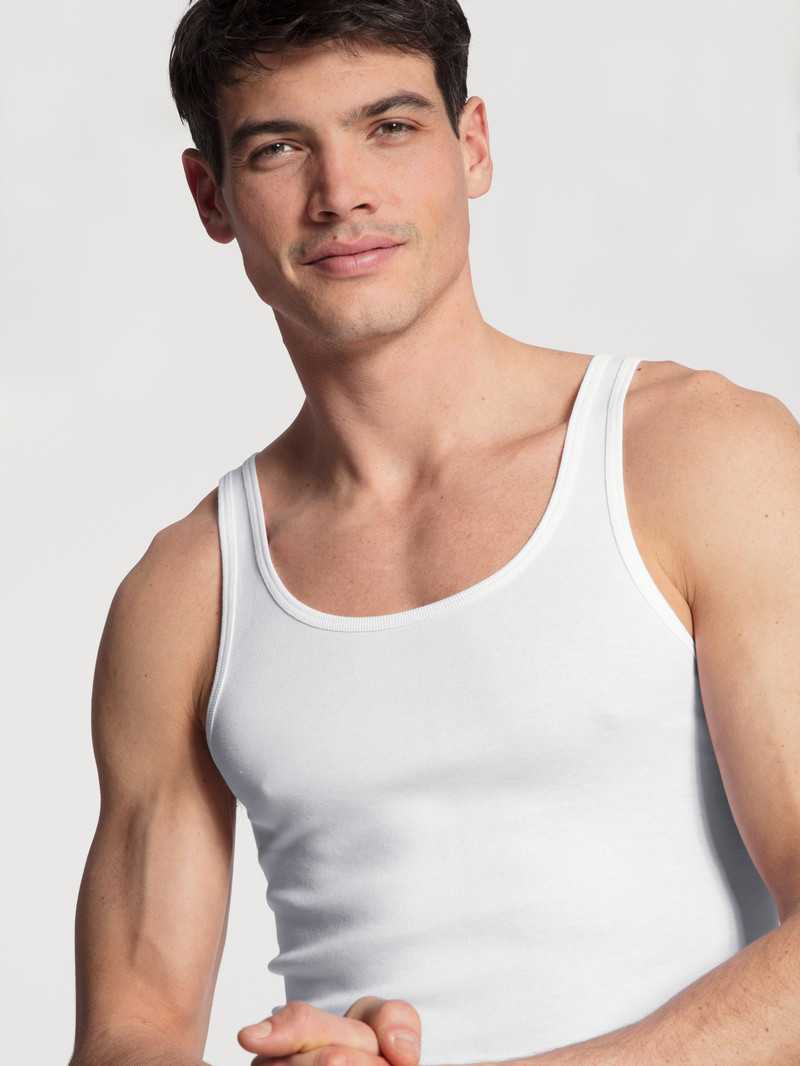 Weiss Calida Twisted Cotton Athletic Shirt Men Underwear | THXVC-3275