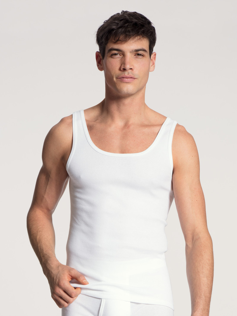 White Calida Classic Cotton 1:1 Athletic Shirt Men Underwear | AZKOM-0197