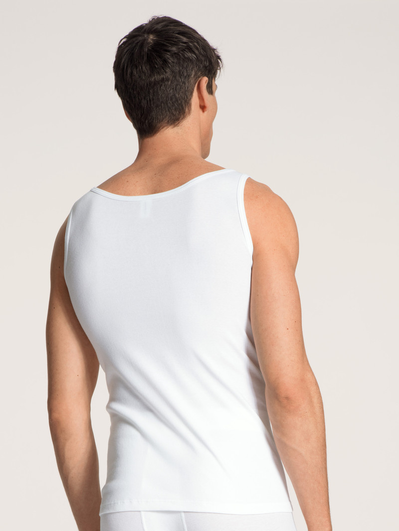 White Calida Classic Cotton 1:1 Athletic Shirt Men Underwear | AZKOM-0197