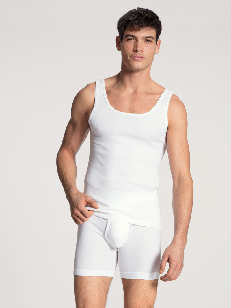 White Calida Classic Cotton 1:1 Athletic Shirt Men Underwear | AZKOM-0197