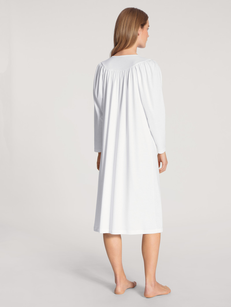 White Calida Soft Cotton Nightdress, Length 110 Cm Women Sleepwear | SAWDF-2816