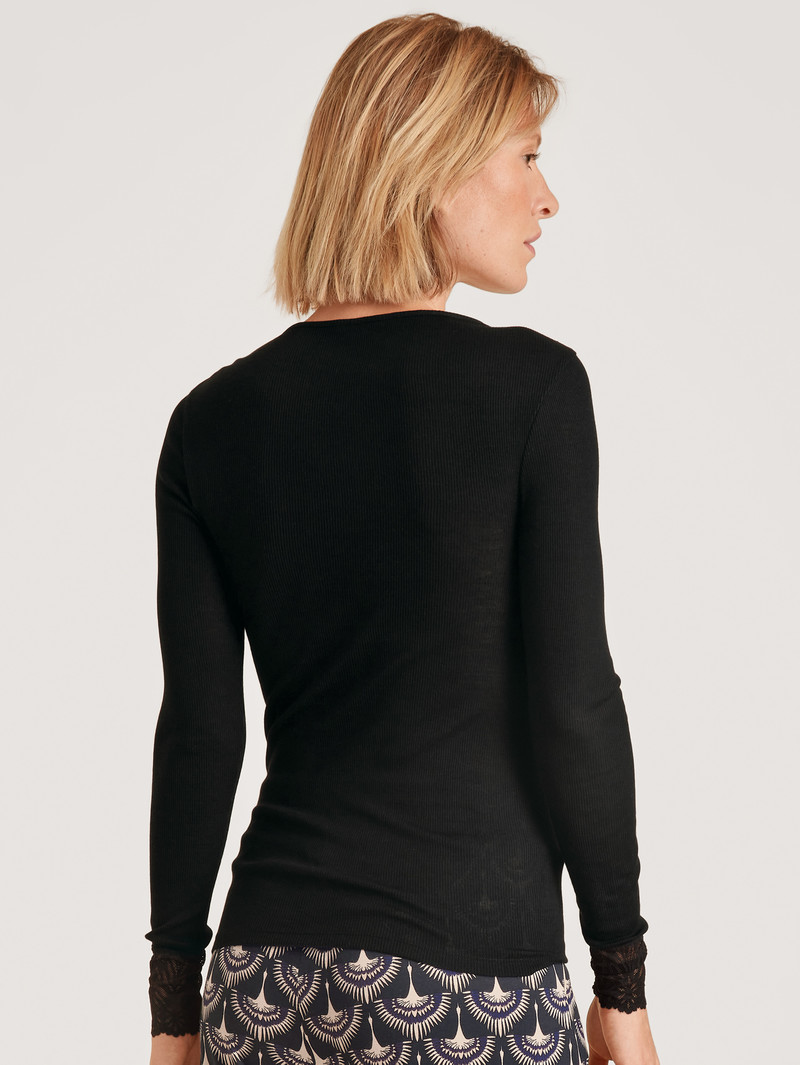 Ws Schwarz Calida Silky Wool Glam Shirt Long-sleeve Women Underwear | HVAOB-8392